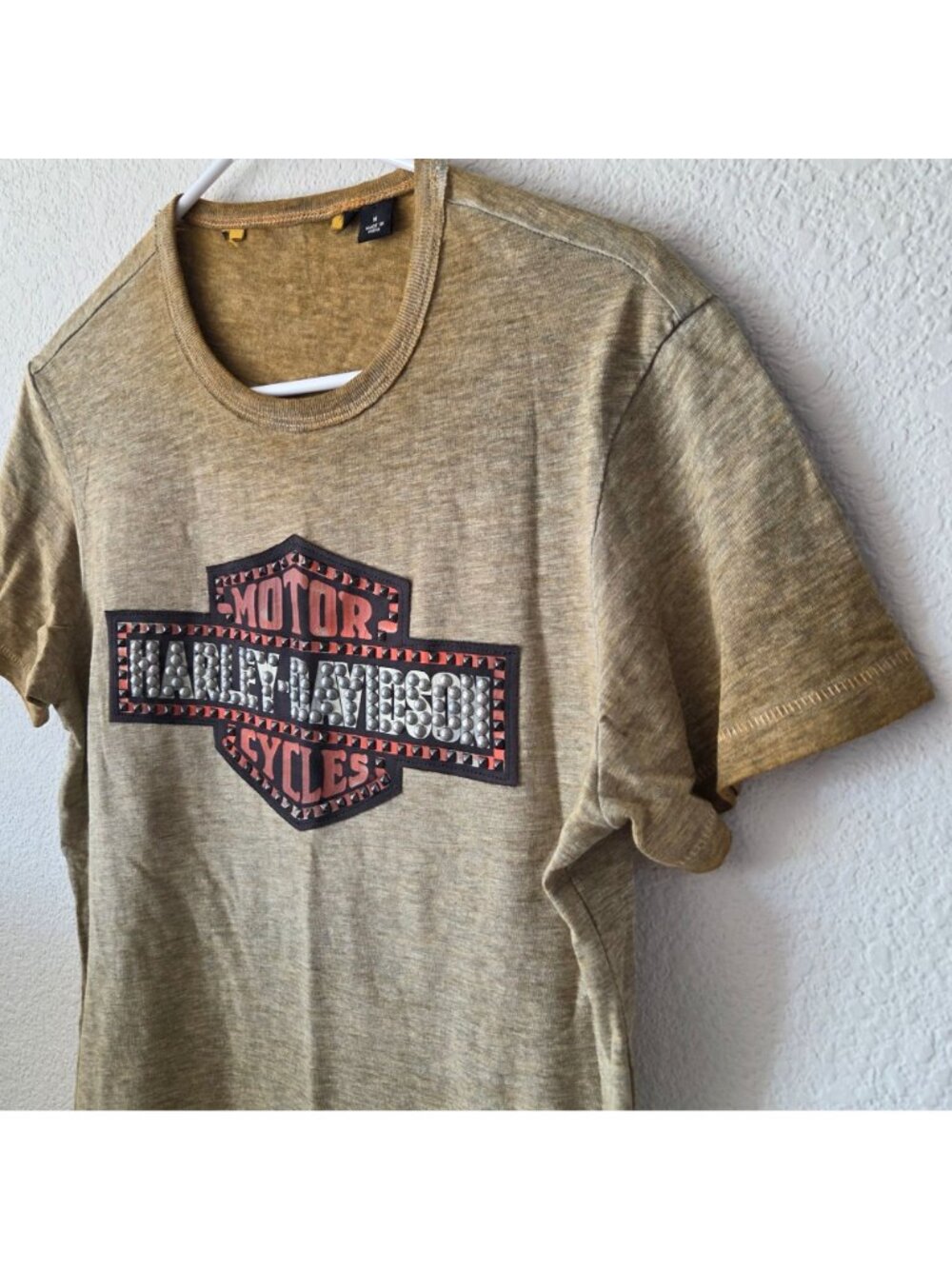 Harley-Davidson Womens M Brown Ombre Studded Logo T-Shirt Cotton Blend - Picture 2 of 10